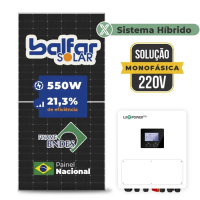 Gerador de Energia Solar Hibrido Luxpower sem Bateria Laje Inclinação - 1