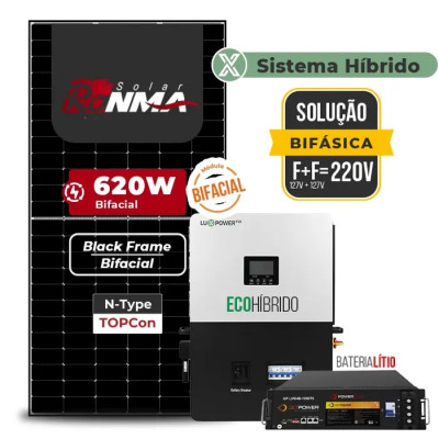 Gerador de Energia Solar Hibrido Luxpower com Bateria Laje Inclinação - 1
