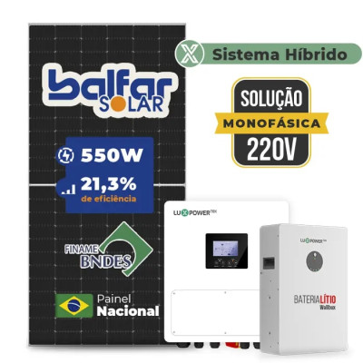 Gerador de Energia Solar Hibrido Luxpower com Bateria Telhado Fibro Parafuso Madeira - 1