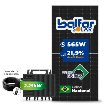 Gerador de Energia Solar Microinversor Growatt Telhado Fibro Parafuso Madeira - 1