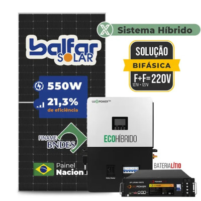 Gerador de Energia Solar Hibrido Luxpower com Bateria Telhado Metálico Mini Trilho - 1
