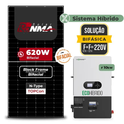 Gerador de Energia Solar Hibrido Luxpower sem Bateria Telhado Fibro Parafuso Madeira - 1
