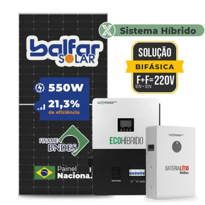 Gerador de Energia Solar Hibrido Luxpower com Bateria Sem Estrutura - 1
