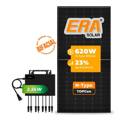 Gerador de Energia Solar Microinversor Growatt Telhado Fibro Parafuso Metal - 1