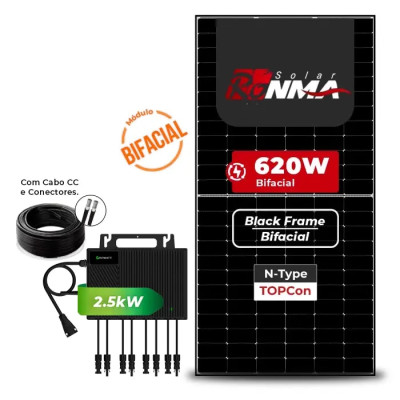 Gerador de Energia Solar Microinversor Growatt Telhado Fibro Parafuso Metal - 1