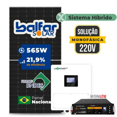 Gerador de Energia Solar Hibrido Luxpower com Bateria Telhado Fibro Parafuso Madeira - 1