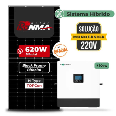 Gerador de Energia Solar Hibrido Luxpower sem Bateria Telhado Metálico Mini Trilho - 1