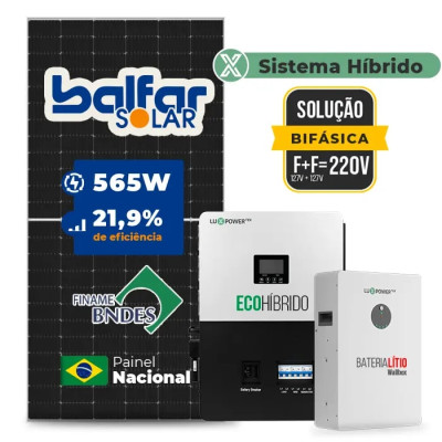 Gerador de Energia Solar Hibrido Luxpower com Bateria Telhado Fibro Parafuso Madeira - 1