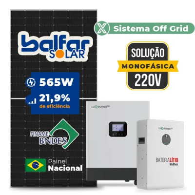Gerador de Energia Solar Hibrido Luxpower com Bateria Telhado Fibro Parafuso Madeira - 1