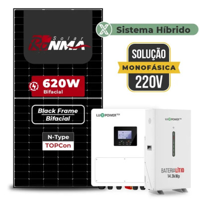 Gerador de Energia Solar Hibrido Luxpower com Bateria Laje Inclinação - 1