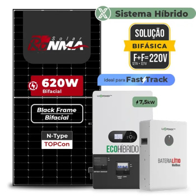 Gerador de Energia Solar Hibrido Luxpower com Bateria Telhado Metálico Mini Trilho - 1