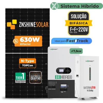 Gerador de Energia Solar Hibrido Luxpower com Bateria Telhado Cerâmico Gancho - 1