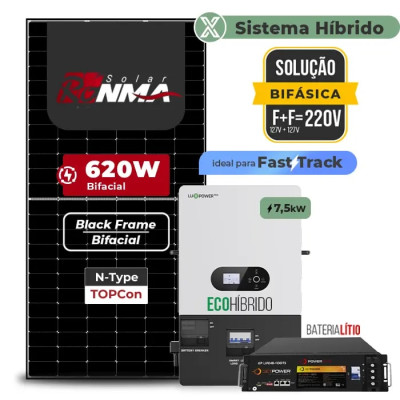 Gerador de Energia Solar Hibrido Luxpower com Bateria Sem Estrutura - 1