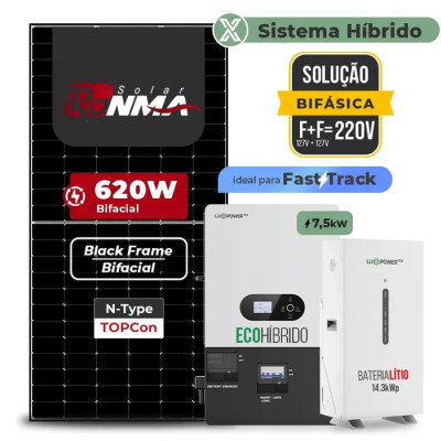 Gerador de Energia Solar Hibrido Luxpower com Bateria Laje Inclinação - 1