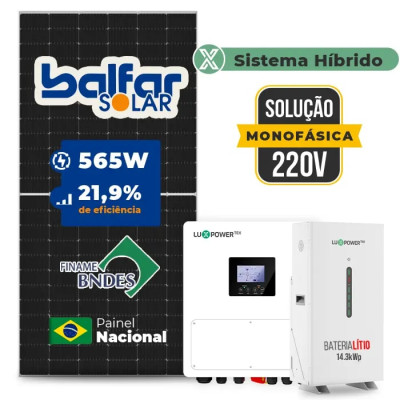Gerador de Energia Solar Hibrido Luxpower com Bateria Telhado Fibro Parafuso Madeira - 1
