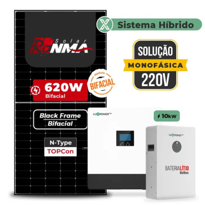 Gerador de Energia Solar Hibrido Luxpower com Bateria Sem Estrutura - 1