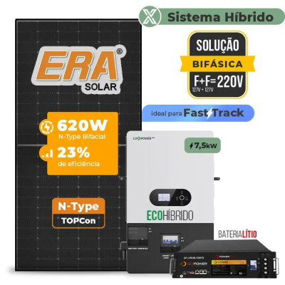 Gerador de Energia Solar Hibrido Luxpower com Bateria Telhado Fibro Parafuso Madeira - 1