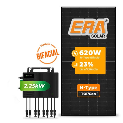 Gerador de Energia Solar Microinversor Growatt Telhado Fibro Parafuso Madeira - 1