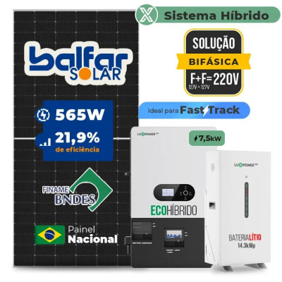 Gerador de Energia Solar Hibrido Luxpower com Bateria Sem Estrutura - 1