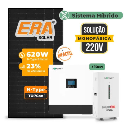 Gerador de Energia Solar Hibrido Luxpower com Bateria Telhado Metálico Mini Trilho - 1