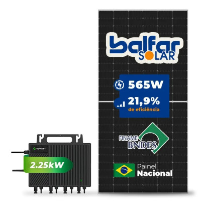 Gerador de Energia Solar Microinversor Growatt Telhado Fibro Parafuso Metal - 1