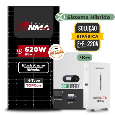 Gerador de Energia Solar Hibrido Luxpower com Bateria Telhado Metálico Mini Trilho - 1
