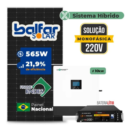 Gerador de Energia Solar Hibrido Luxpower com Bateria Sem Estrutura - 1
