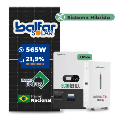 Gerador de Energia Solar Hibrido Luxpower com Bateria Telhado Fibro Parafuso Metal - 1