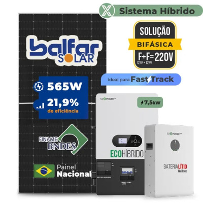 Gerador de Energia Solar Hibrido Luxpower com Bateria Laje Inclinação - 1