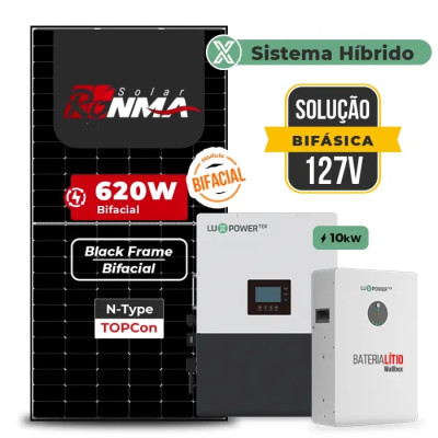 Gerador de Energia Solar Hibrido Luxpower com Bateria Sem Estrutura - 1