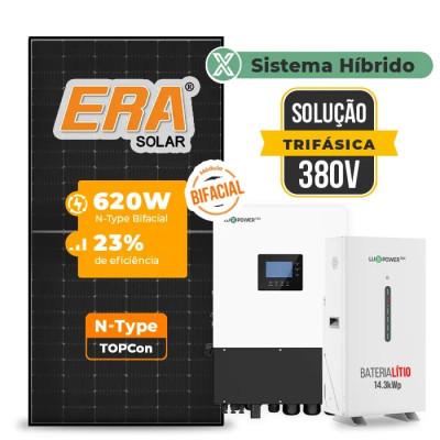 Gerador de Energia Solar Hibrido Luxpower com Bateria Sem Estrutura - 1