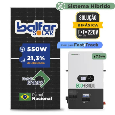 Gerador de Energia Solar Hibrido Luxpower sem Bateria Telhado Fibro Parafuso Madeira - 1