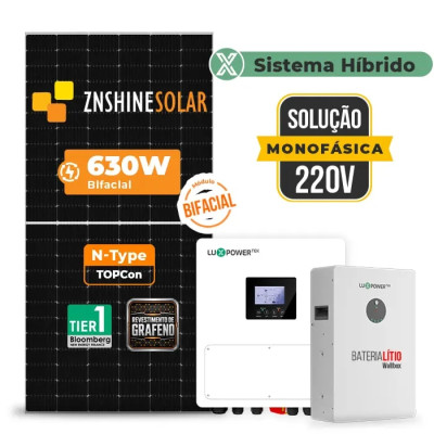 Gerador de Energia Solar Hibrido Luxpower com Bateria Laje Inclinação - 1