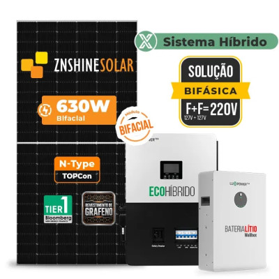 Gerador de Energia Solar Hibrido Luxpower com Bateria Sem Estrutura - 1