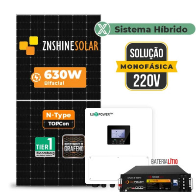 Gerador de Energia Solar Hibrido Luxpower com Bateria Telhado Fibro Parafuso Metal - 1