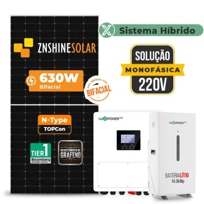 Gerador de Energia Solar Hibrido Luxpower com Bateria Telhado Metálico Mini Trilho - 1