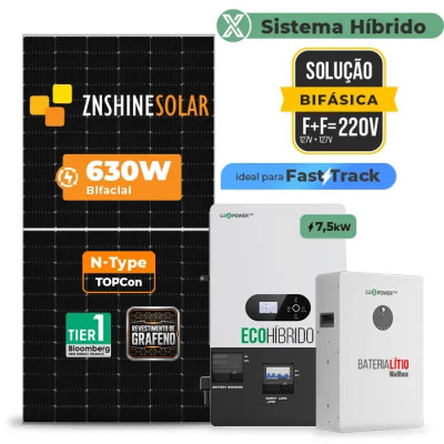 Gerador de Energia Solar Hibrido Luxpower com Bateria Telhado Cerâmico Gancho - 1