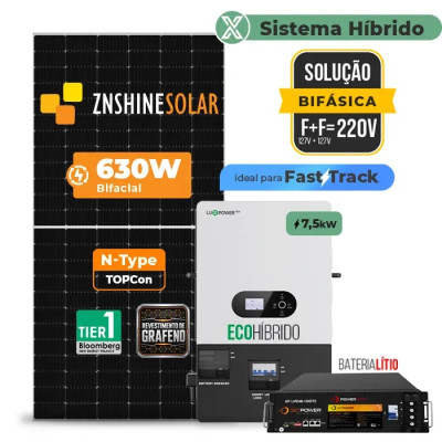 Gerador de Energia Solar Hibrido Luxpower com Bateria Telhado Fibro Parafuso Metal - 1