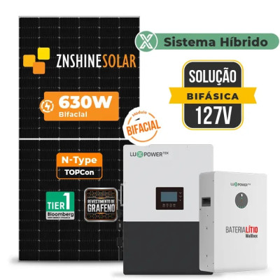 Gerador de Energia Solar Hibrido Luxpower com Bateria Sem Estrutura - 1