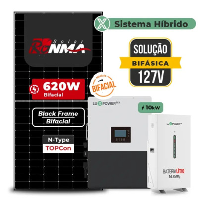 Gerador de Energia Solar Hibrido Luxpower com Bateria Telhado Metálico Mini Trilho - 1