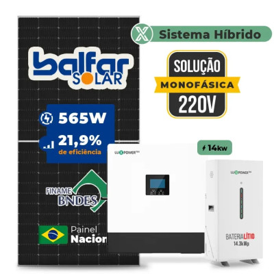 Gerador de Energia Solar Hibrido Luxpower com Bateria Telhado Fibro Parafuso Madeira - 1