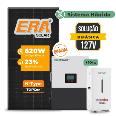 Gerador de Energia Solar Hibrido Luxpower com Bateria Telhado Metálico Mini Trilho - 1