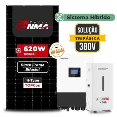 Gerador de Energia Solar Hibrido Luxpower com Bateria Telhado Fibro Parafuso Madeira - 1