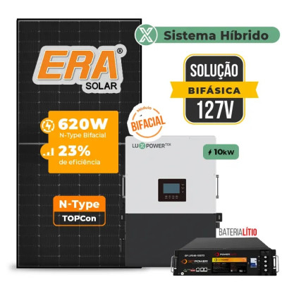 Gerador de Energia Solar Hibrido Luxpower com Bateria Telhado Fibro Parafuso Metal - 1