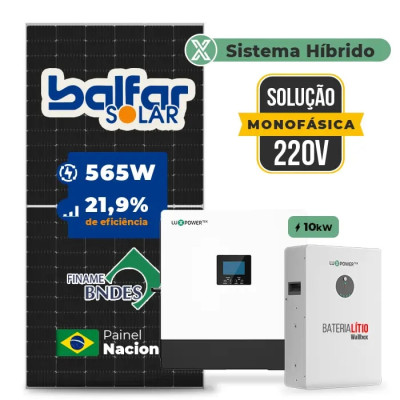 Gerador de Energia Solar Hibrido Luxpower com Bateria Telhado Cerâmico Gancho - 1
