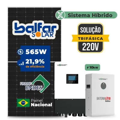 Gerador de Energia Solar Hibrido Luxpower com Bateria Telhado Fibro Parafuso Madeira - 1