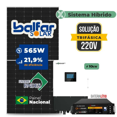 Gerador de Energia Solar Hibrido Luxpower com Bateria Telhado Fibro Parafuso Metal - 1