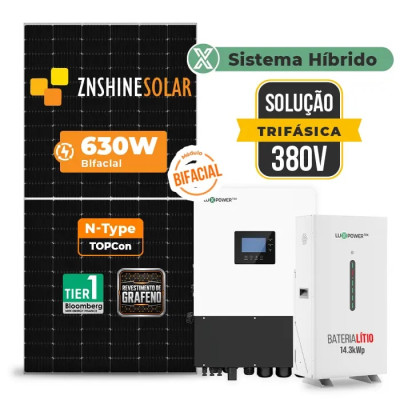 Gerador de Energia Solar Hibrido Luxpower com Bateria Telhado Fibro Parafuso Madeira - 1