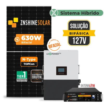 Gerador de Energia Solar Hibrido Luxpower com Bateria Telhado Fibro Parafuso Metal - 1