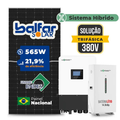 Gerador de Energia Solar Hibrido Luxpower com Bateria Telhado Metálico Mini Trilho - 1